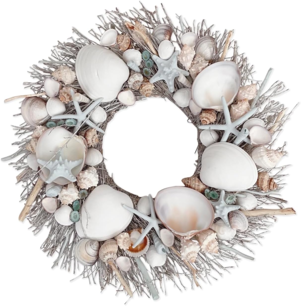 Playa Del Carmen Coastal Seashell Wreath 19in