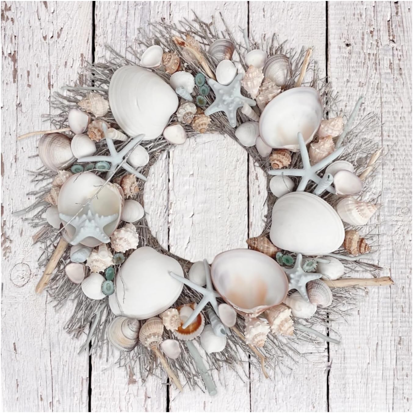 Playa Del Carmen Coastal Seashell Wreath 19in