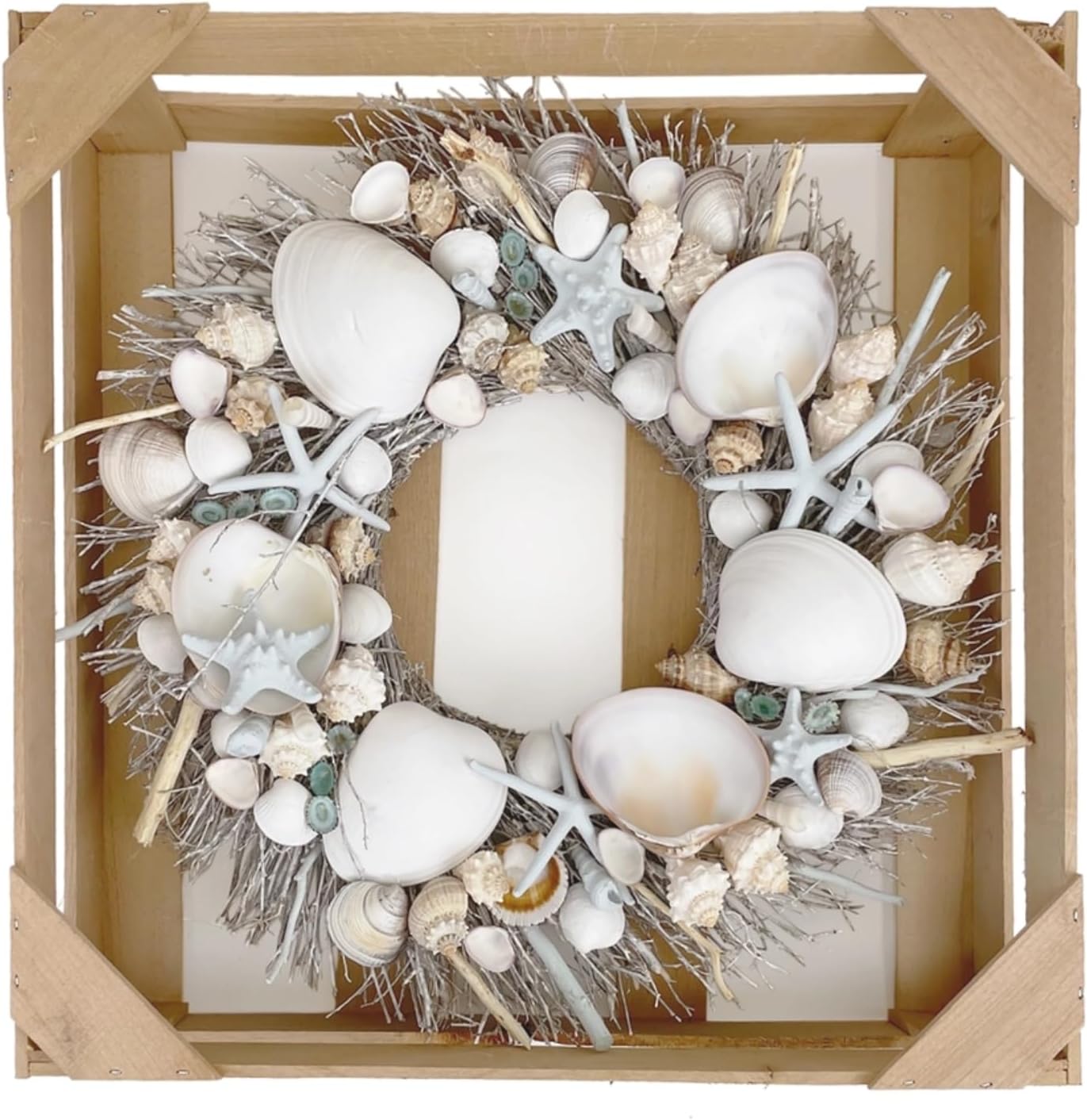 Playa Del Carmen Coastal Seashell Wreath 19in
