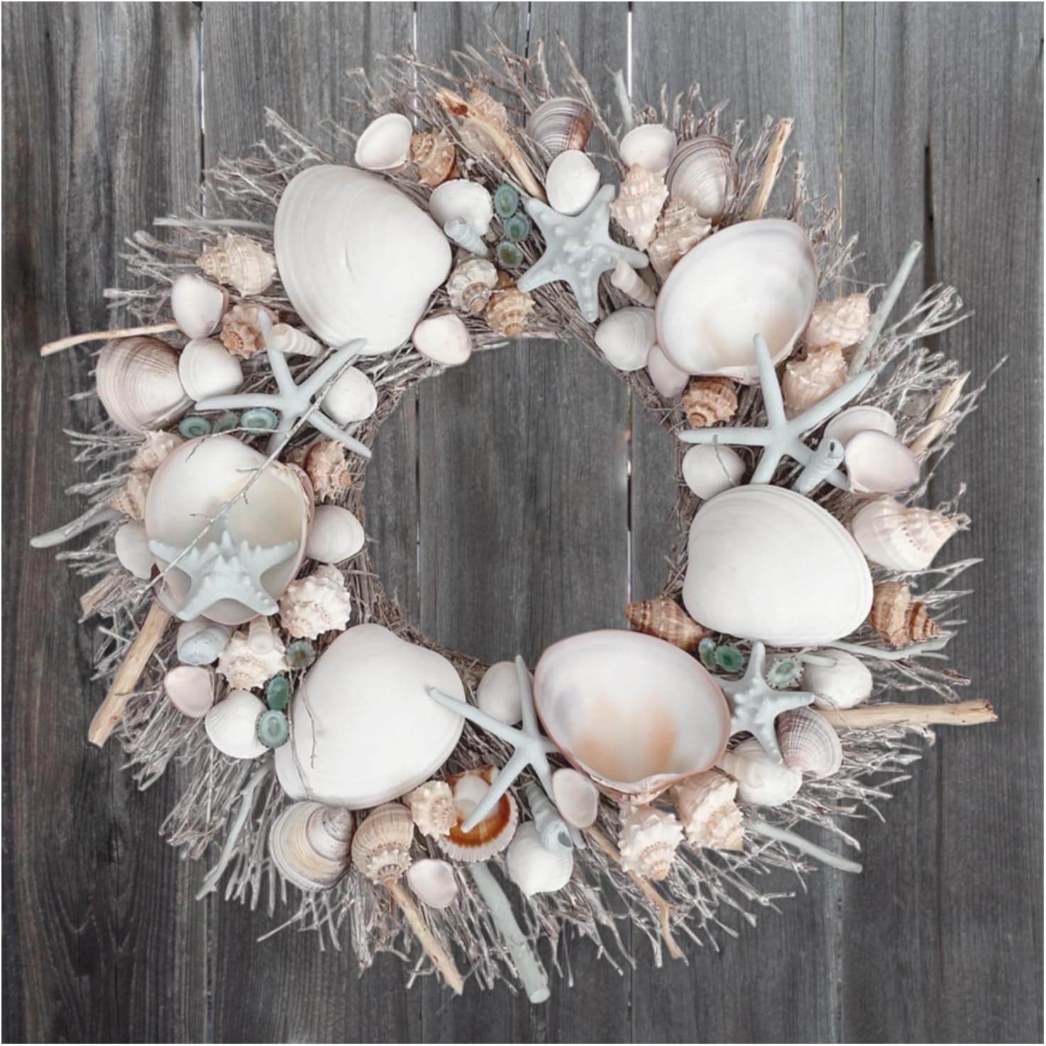 Playa Del Carmen Coastal Seashell Wreath 19in