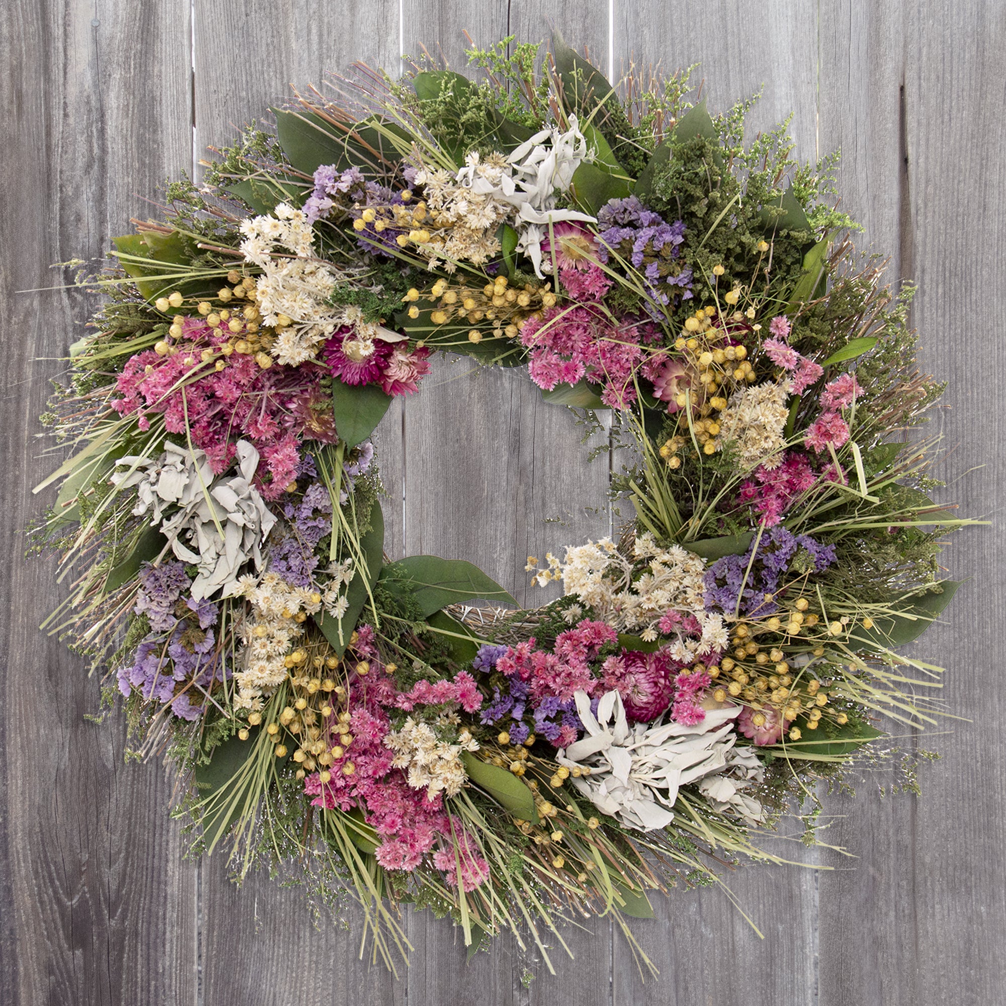 Floral Sage Natural Preserved Wreath 18in