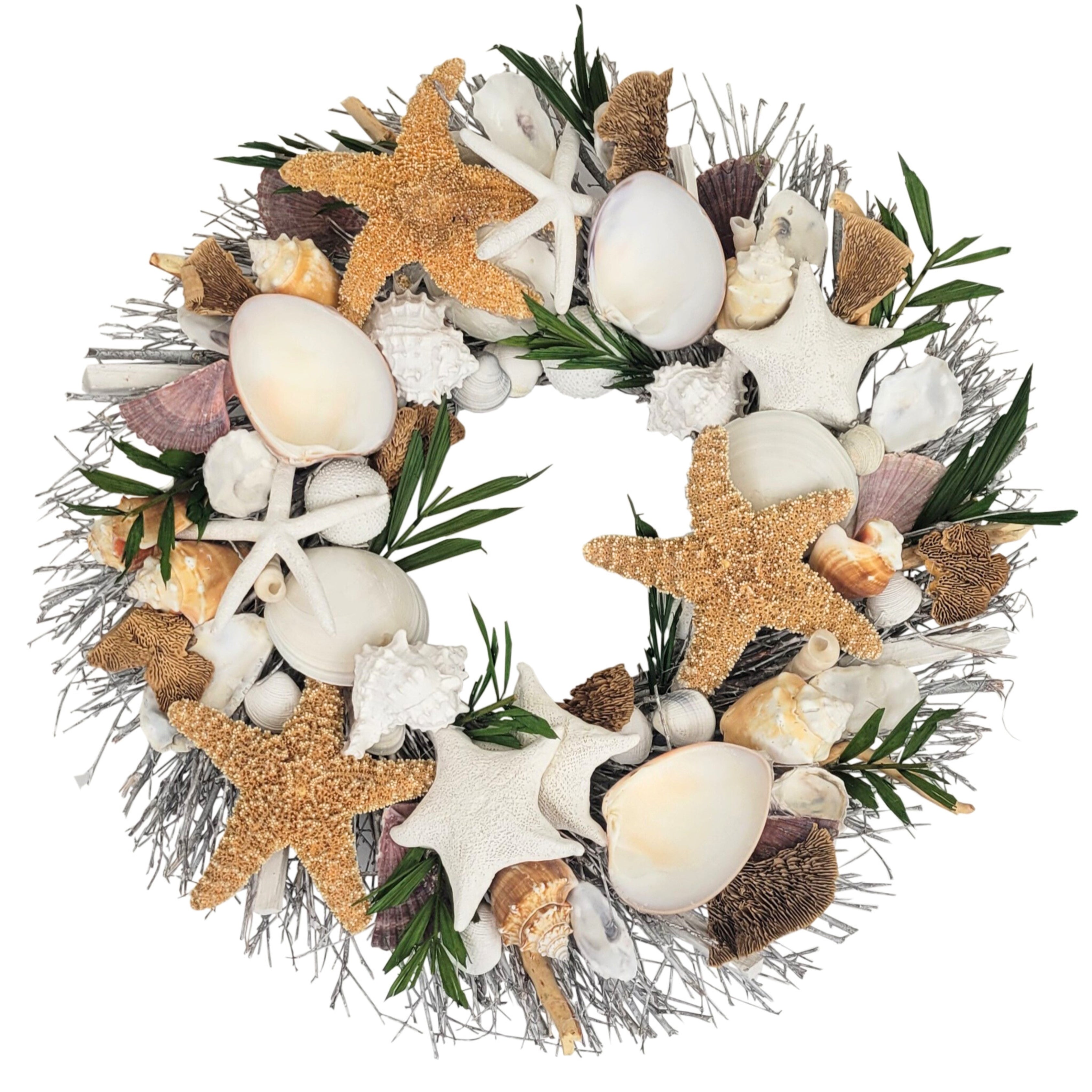 Palm Beach Seashell Coastal Wreath 19in