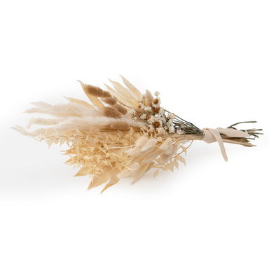 mixed white dried floral bouquet against white background