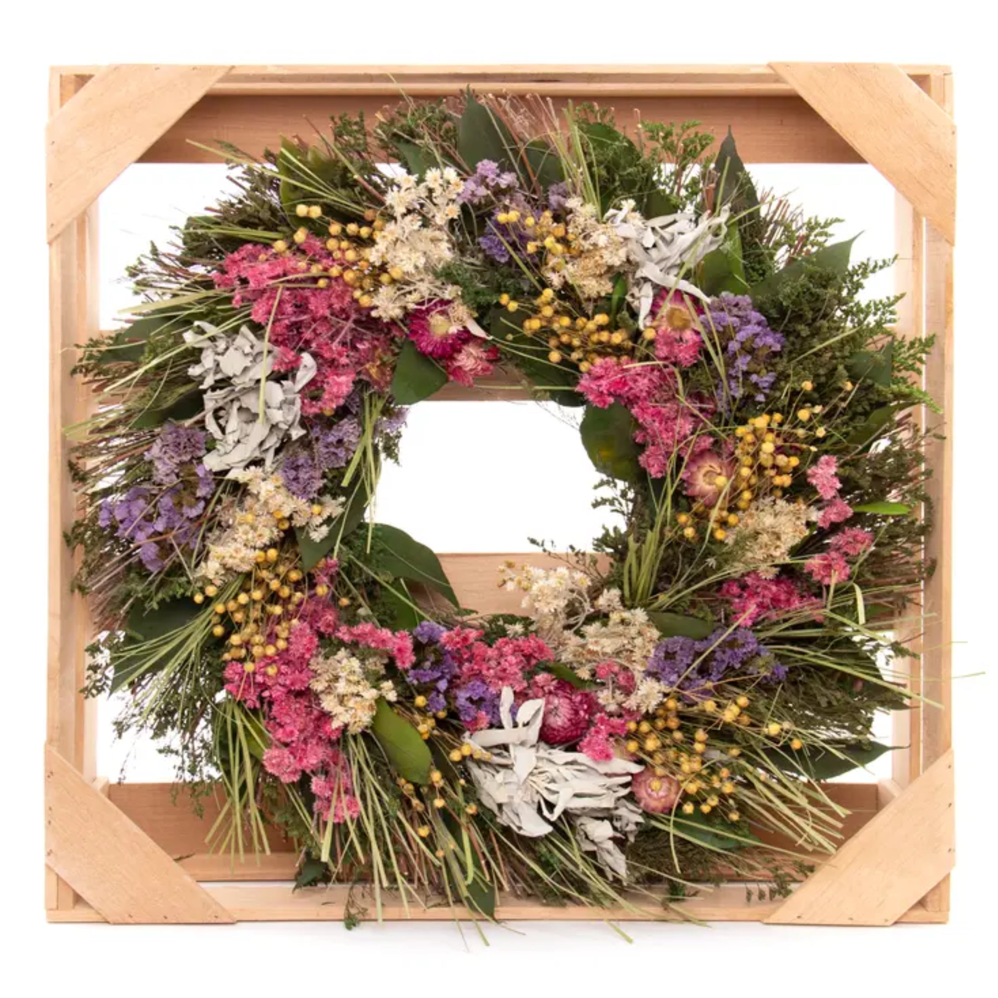 Floral Sage Natural Preserved Wreath 18in