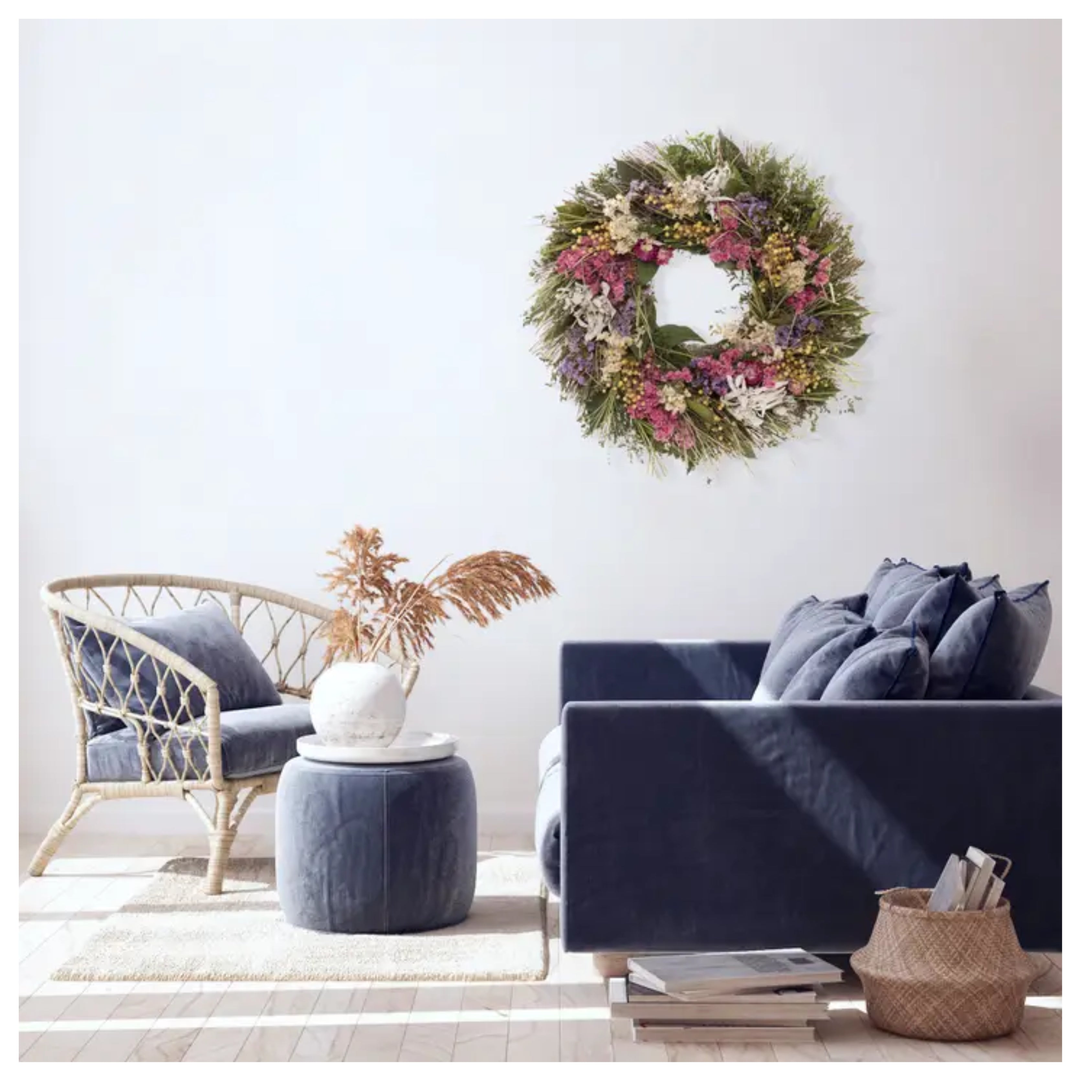 Floral Sage Natural Preserved Wreath 18in