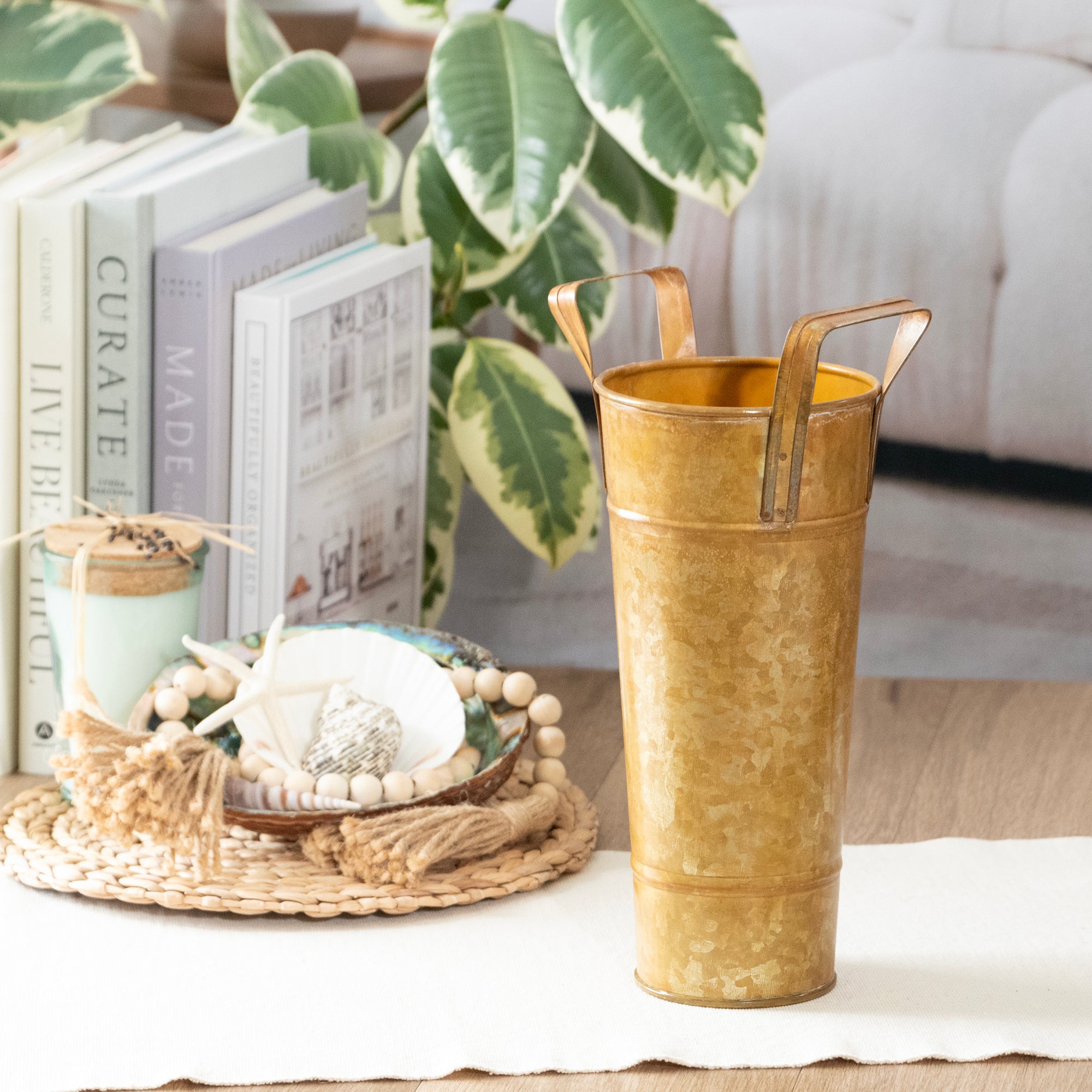Galvanized Metal Floral Buckets Set of 2 Marigold